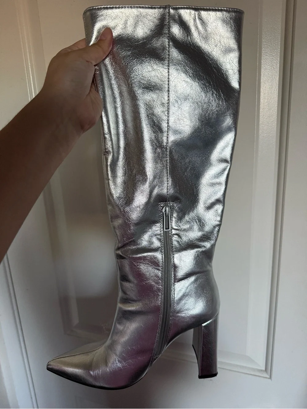 Zara boots metallic silver